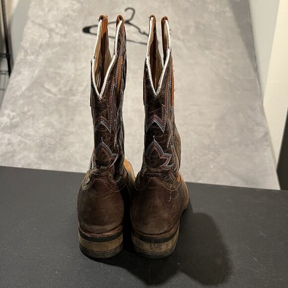 Alex Cowboy Boots Mens 7 Brown Two Toned Leather Sqaure Toe Western Boots main image 4